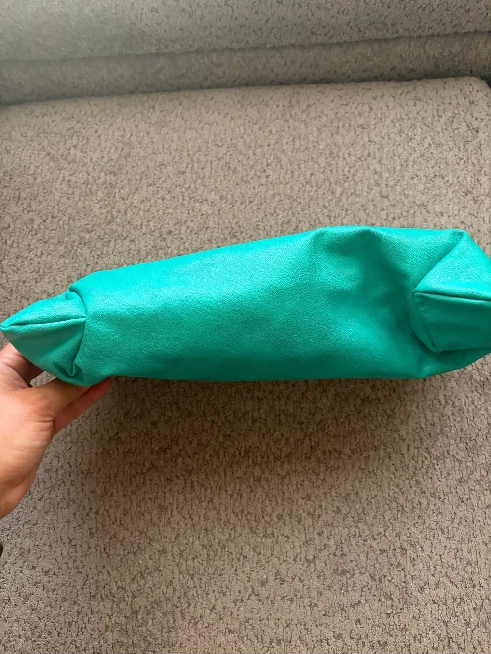 Melie Bianco Teal Leather Frame Clutch vintage